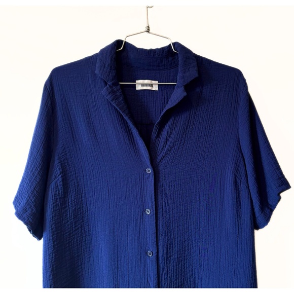 Minimum Karen-Louise Short Sleeve Blouse Medieval Blue Size S - Picture 2 of 6